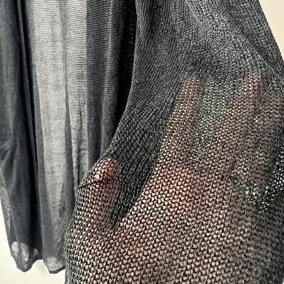 HOLES - J. Jill Women’s Size M Long Sleeve Knit Open Front Linen Blend Cardigan - Picture 6 of 12